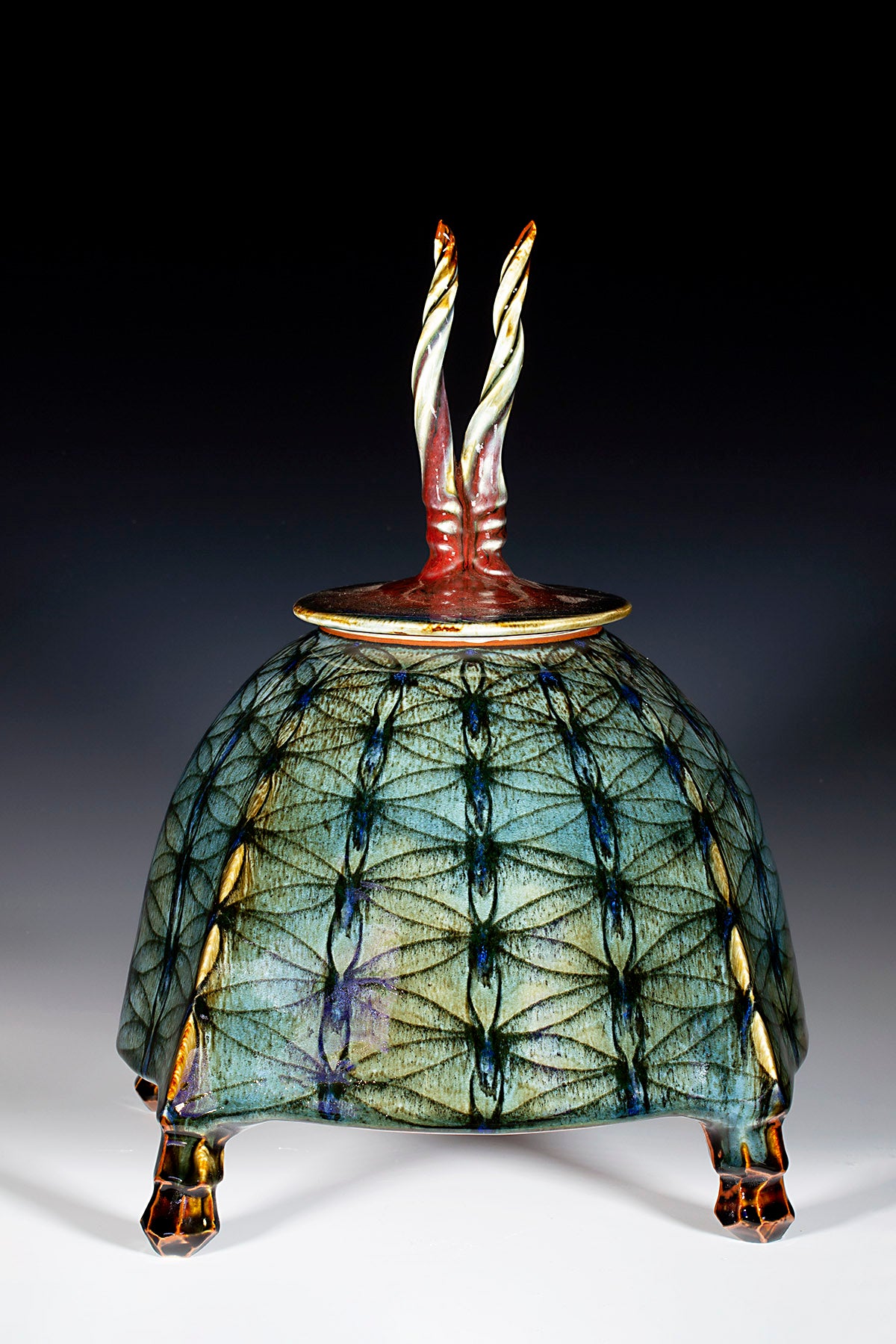 Covered Jar 13.5" X 10.25"